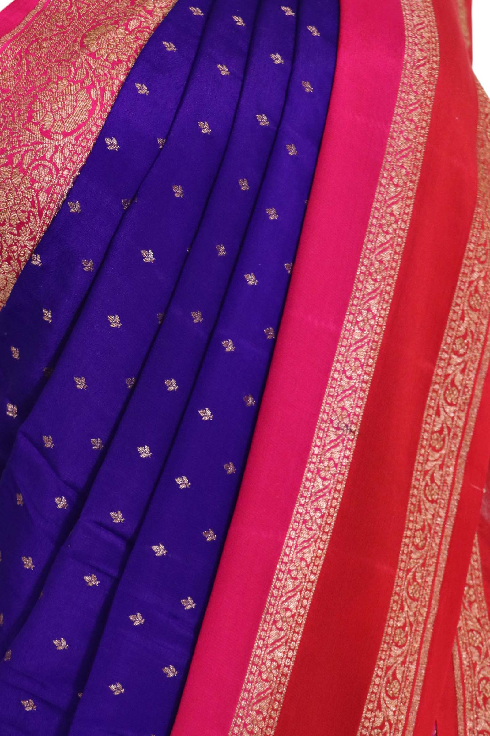 Pure Handloom Zari Butta Banarasi Crepe Silk Saree AL212238